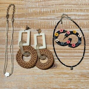 Elegant Woven Brown and Cream Earrings